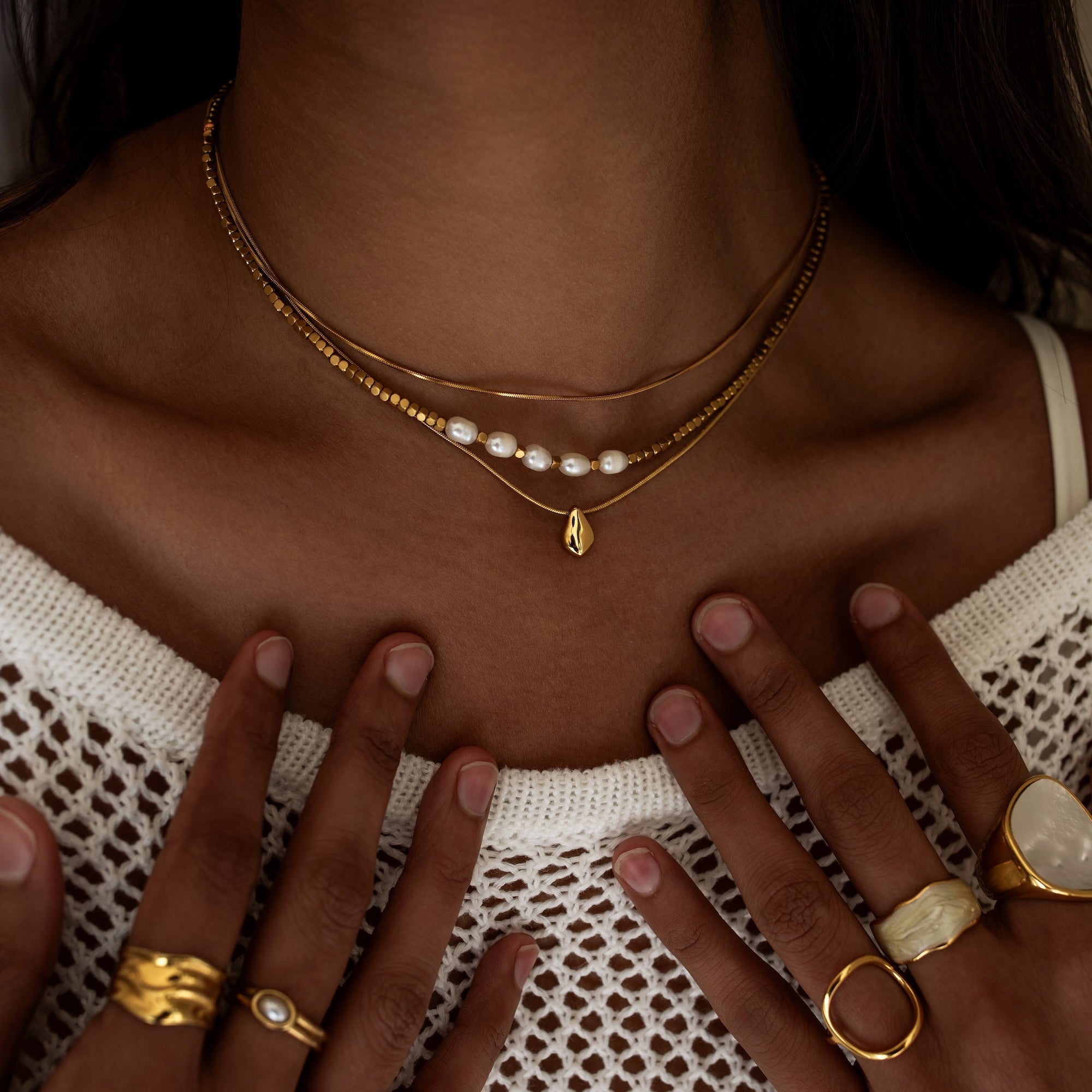 CANNES Pearl Beaded Necklace