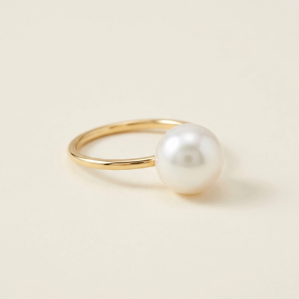SORRENTO Pearl Ring — freshwater pearl on slim 18K gold band