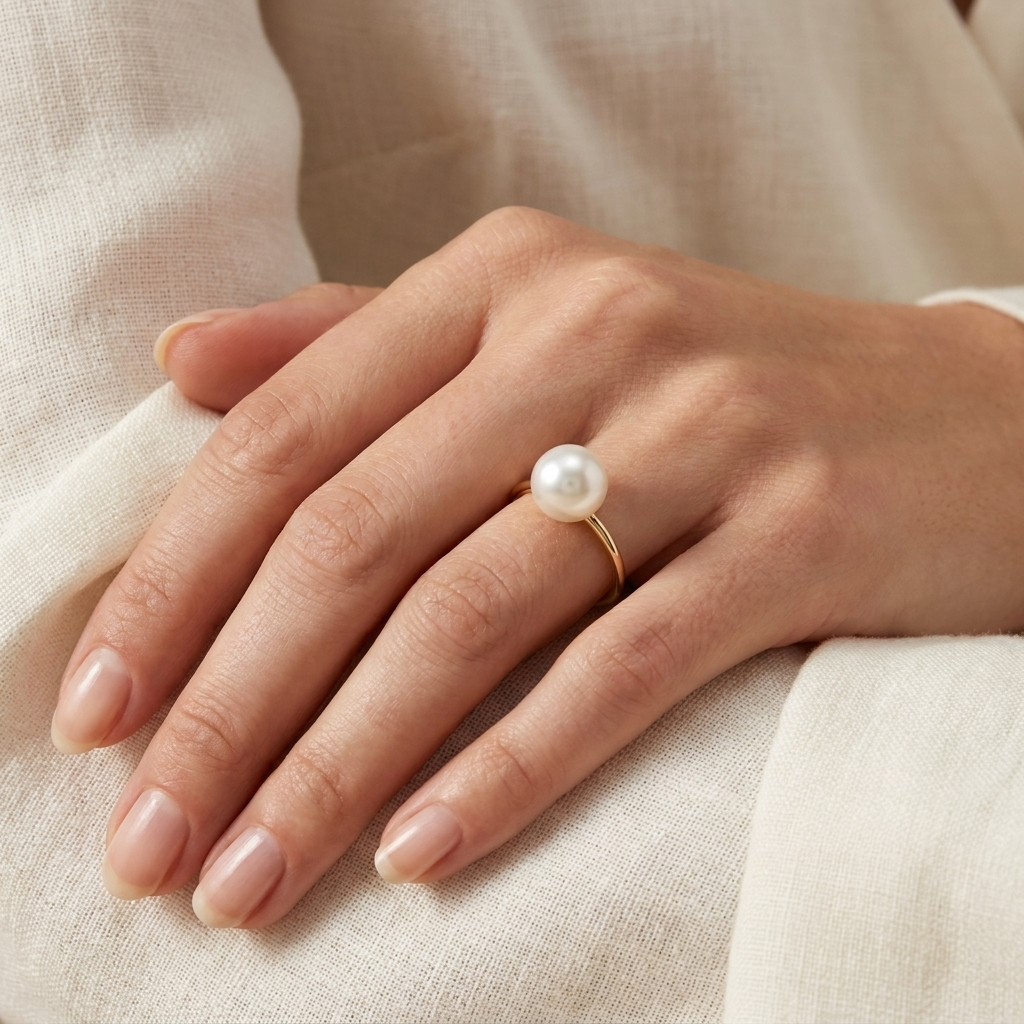 SORRENTO Pearl Ring worn on the hand