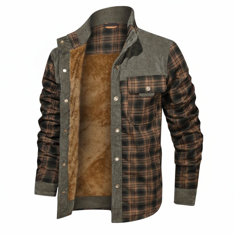 Sherpa-Lined Plaid Overshirt — colourway 1