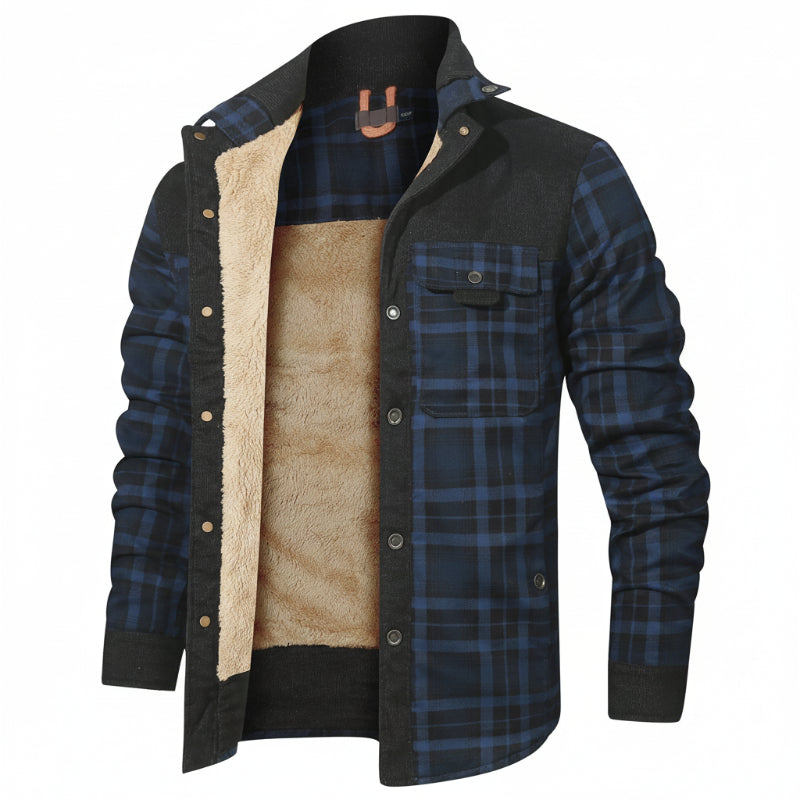 Sherpa-Lined Plaid Overshirt — colourway 17