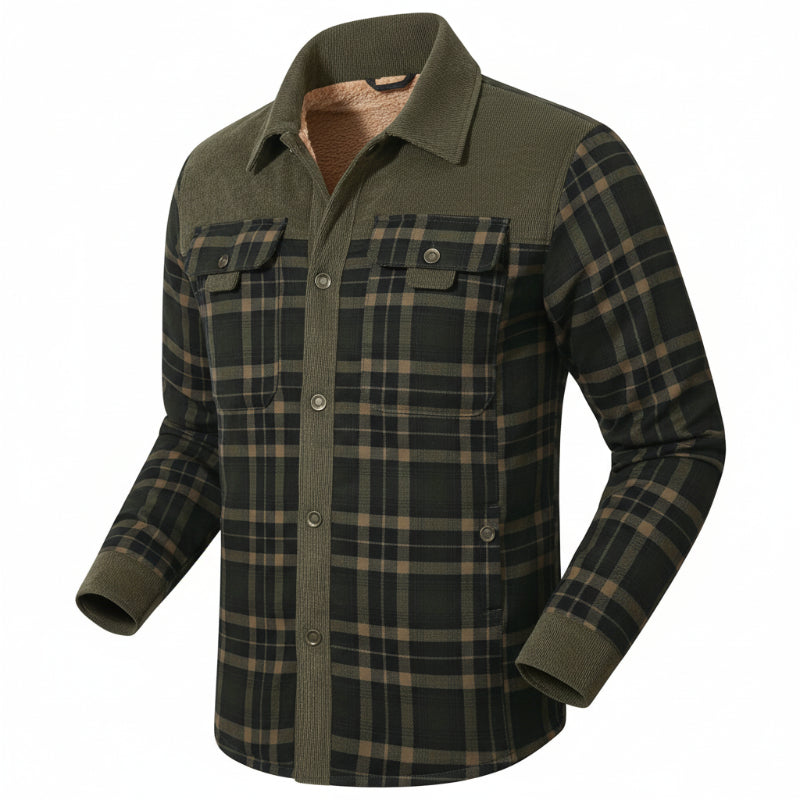 Sherpa-Lined Plaid Overshirt — colourway 10