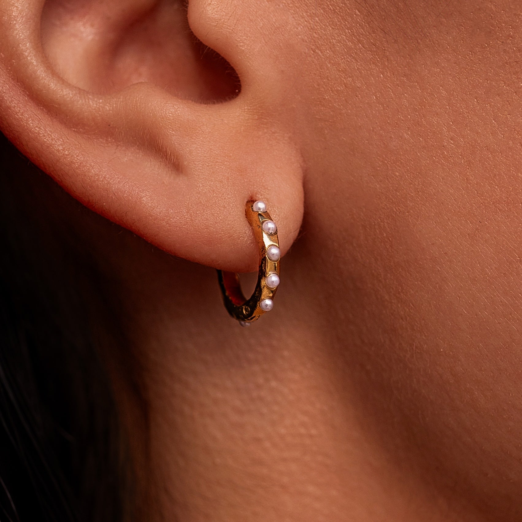CANNES Pearl Huggies — freshwater pearl huggie earrings