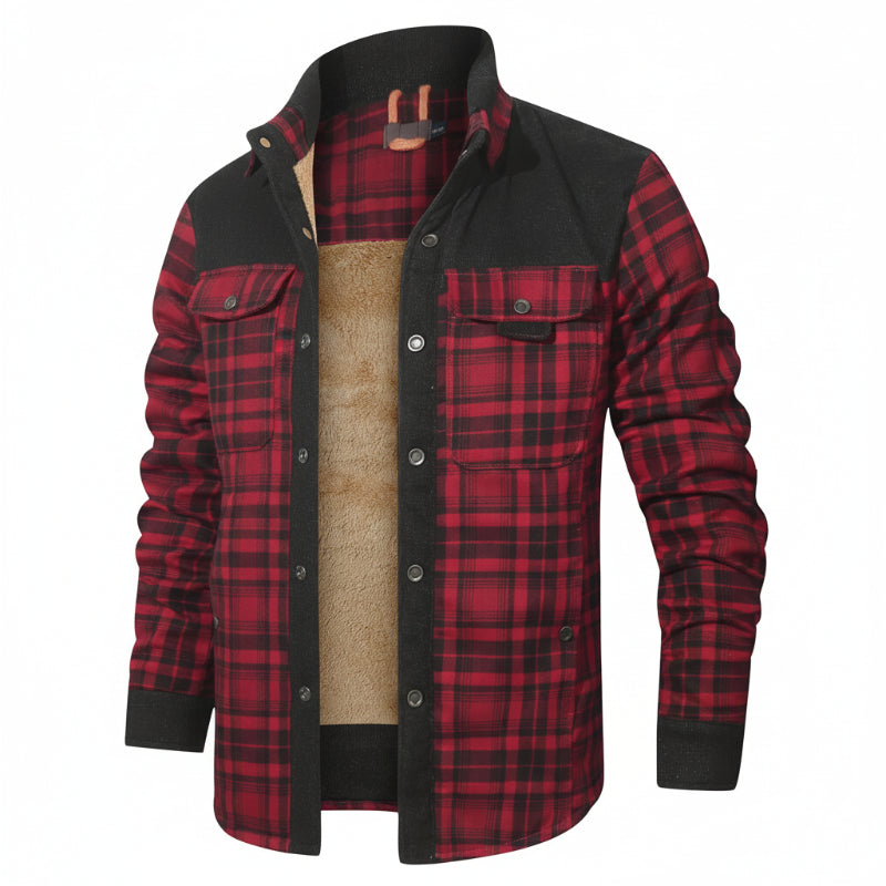 Sherpa-Lined Plaid Overshirt — colourway 16