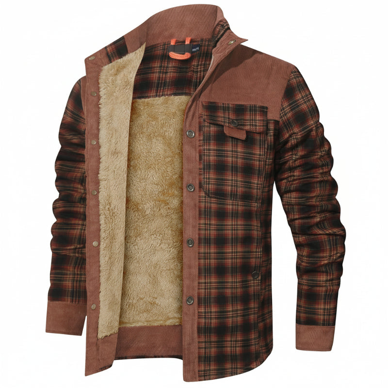 Sherpa-Lined Plaid Overshirt — colourway 14