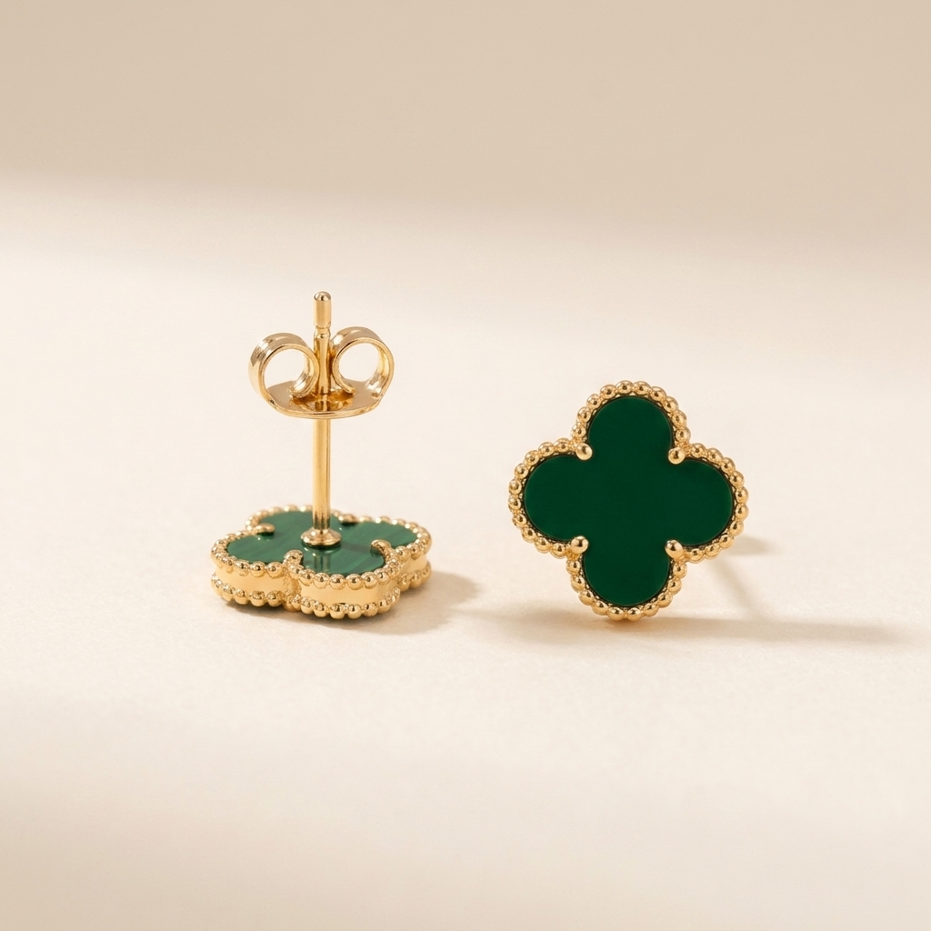 TRIANON Clover Studs — three-quarter angle view